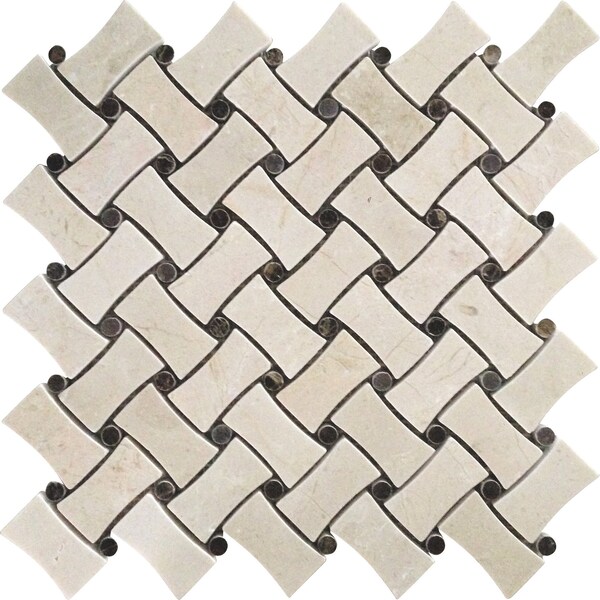 Apollo Tile Crema&Emperador Dog Bone Bskt Weave 4.20Sq.ft 11 in. X11 in. Mrbl Msic Tile, 5PK APLVL99B26EC55 - main